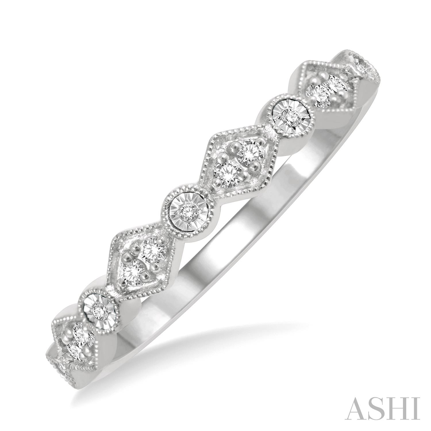 14 Karat White Gold Stackable Daimond Band 0.10Ctw