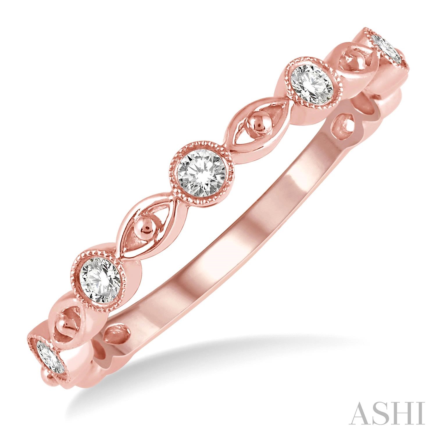 Stackable Diamond Fashion Band
1/5 ctw Lattice Marquise & Circular Mount Round Cut Diamond Stackable Band in 14K Rose Gold