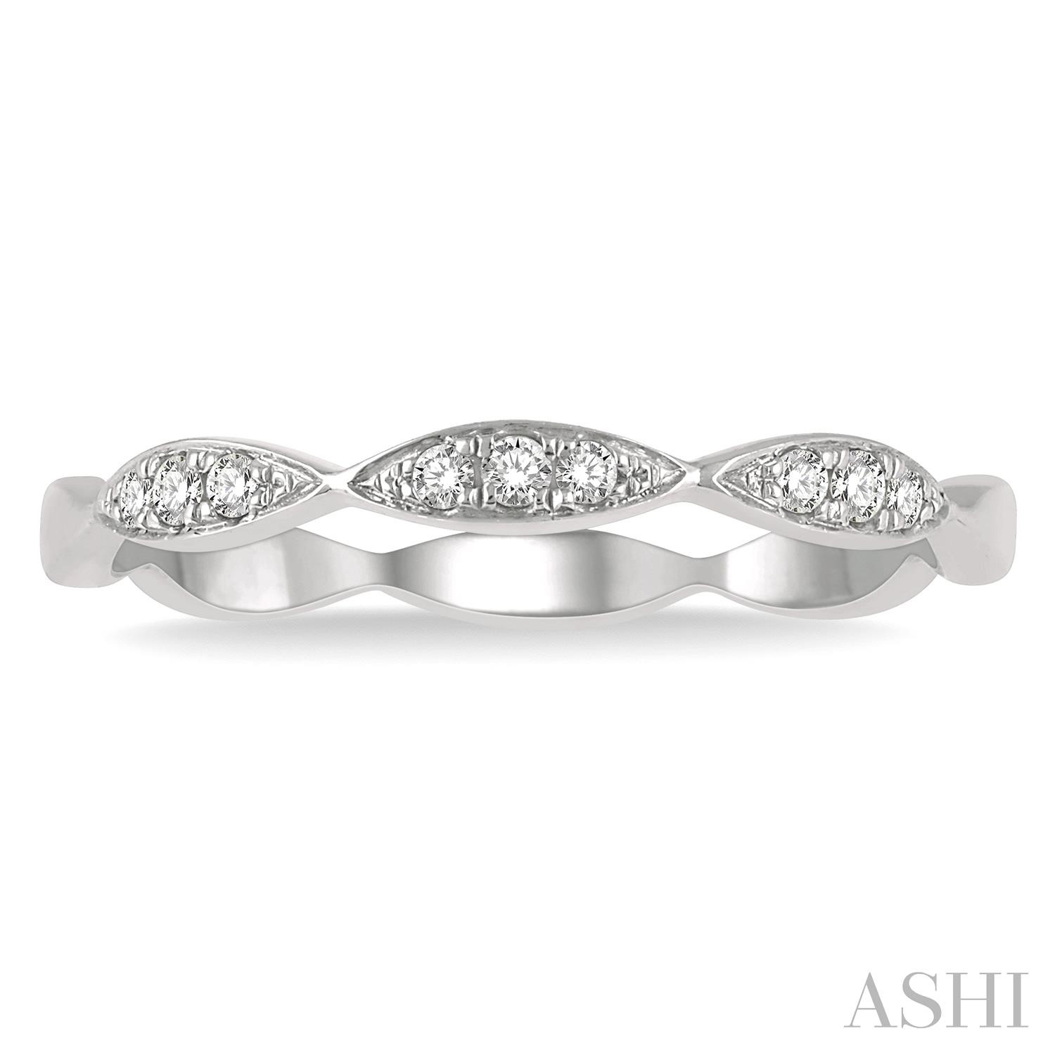 14 Krat White Gold Marquise Lattice Round Cut Diamond Stackable Band
