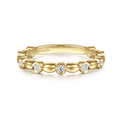 Gabriel & Co 14 Karat Yellow Gold Diamond Wedding Band 0.17 Total Diamond Weight