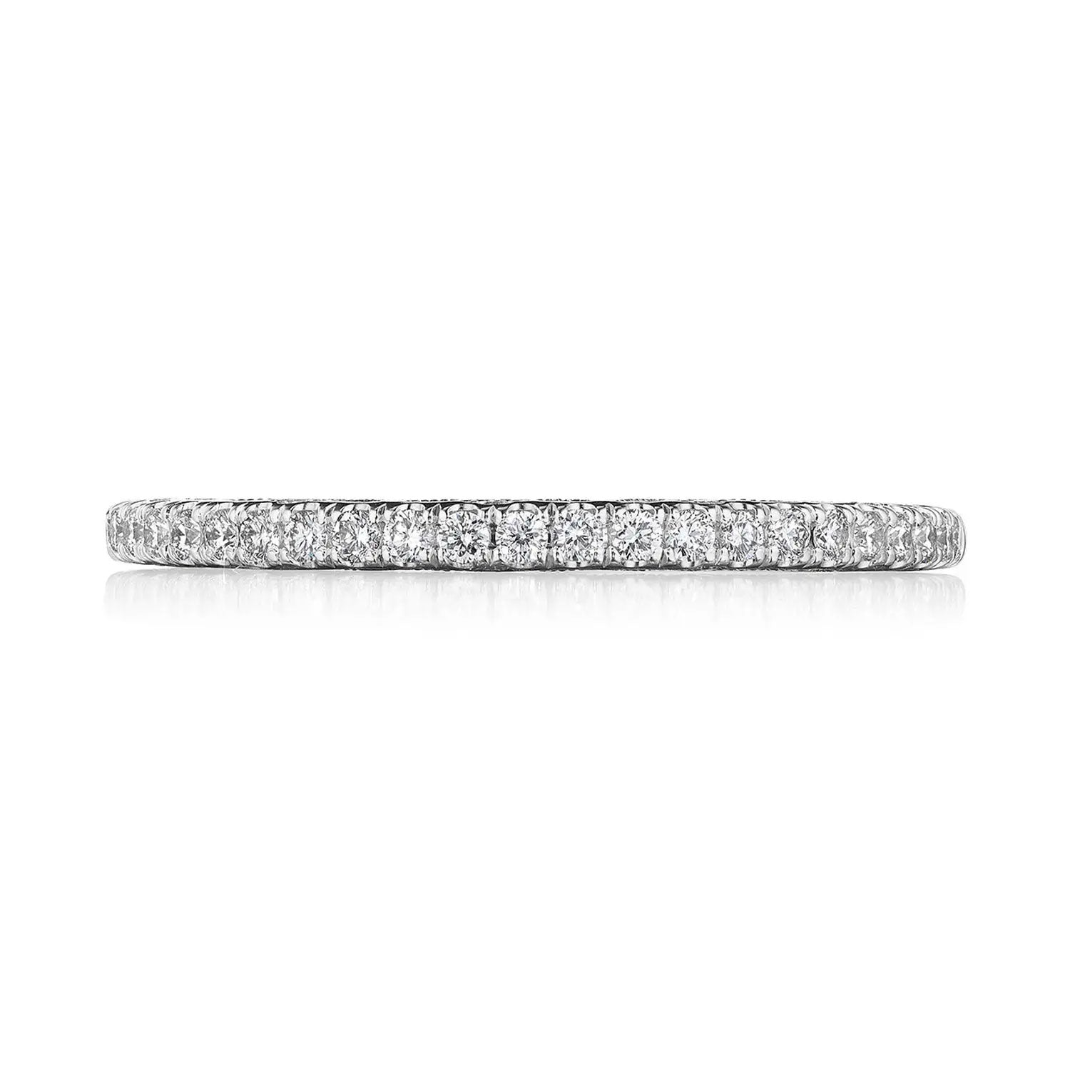 Tacori 18K White Gold Dantela French Pavé Diamond Wedding Band Half-Way 0.21Ctw