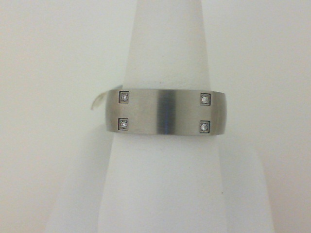Stainless Steel  Band With 4=0.02Tw Round Diamonds