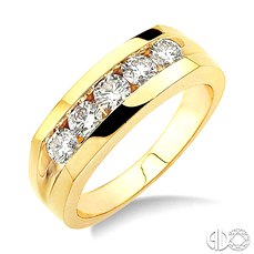 14 Karat Yellow Gold Wedding Band With 5=1.00Tw Round I/J Si1-2 Diamonds
Ring Size: 10