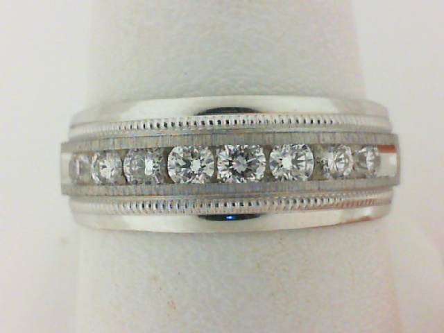 14 Karat White Gold Milgrain Detail Band With 10=0.50Tw Round Diamonds
Ring Size: 10