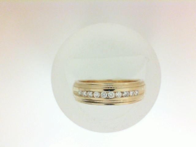 14 Karat Yellow Gold  Milgrain Wedding Band With 10=0.25Tw Round Diamonds
Ring Size: 10