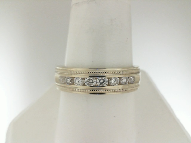 14 Karat Yellow Gold Milgrain Band With 8=0.50Tw Round Diamonds
