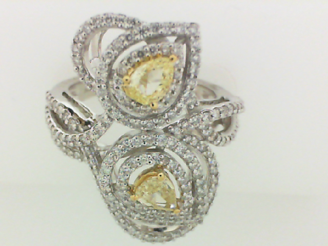 18 Karat White Gold Fashion Ring With 1.25Tw Round White & Yellow Diamonds