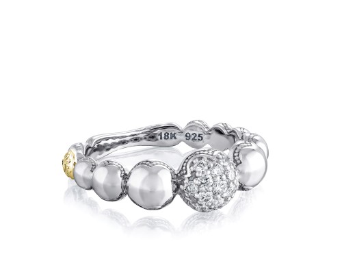 Tacori: 18K/925 Sterling Silver & 18Ky Fashion Ring With 0.24Tw Round Diamonds
Name/Details: Pave Cascading Dew Drop