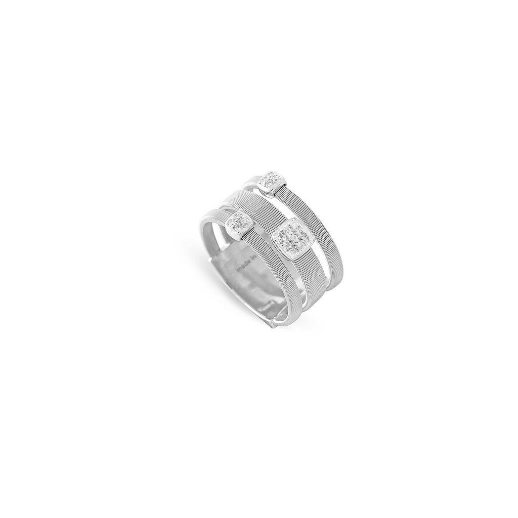 Marco Bicego:18 Karat White Gold Masai 3 Strand Ring With 17=0.13Tw Round Diamonds
Ring Size: 7
