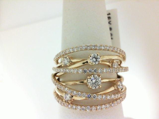 Forevermark: 18 Karat Yellow Gold Ring With One 0.15Ct Forevermark Round  Diamond And 114=0.89Tw Round Not Forevermark Diamonds