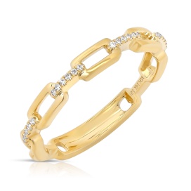 14 Karat Yellow Gold Diamond Paperclip Fashion Ring With 24=0.05Tw