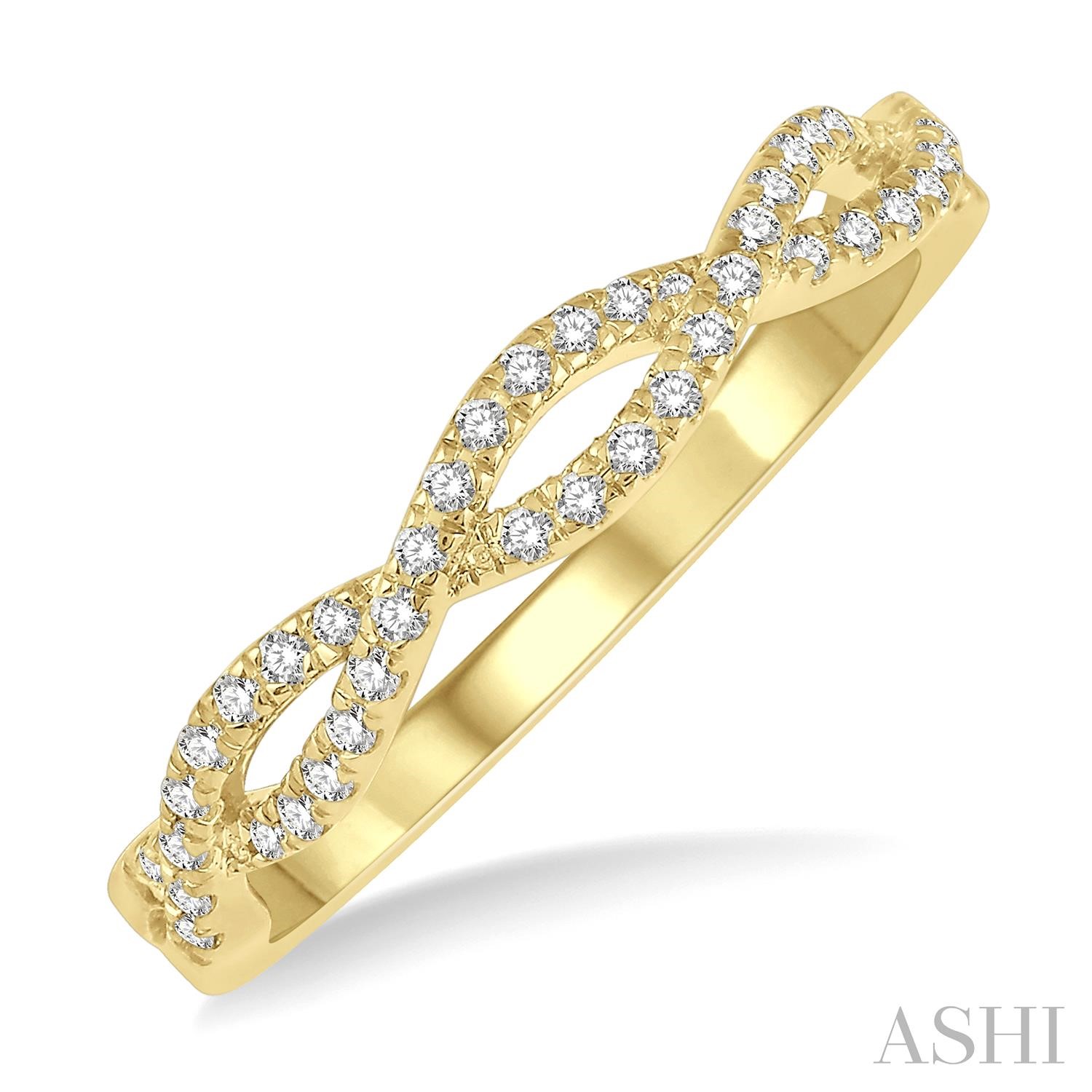 14 Karat Yellow Gold  Fashion Swirl Ring With 42=0.20Tw Round Diamonds
