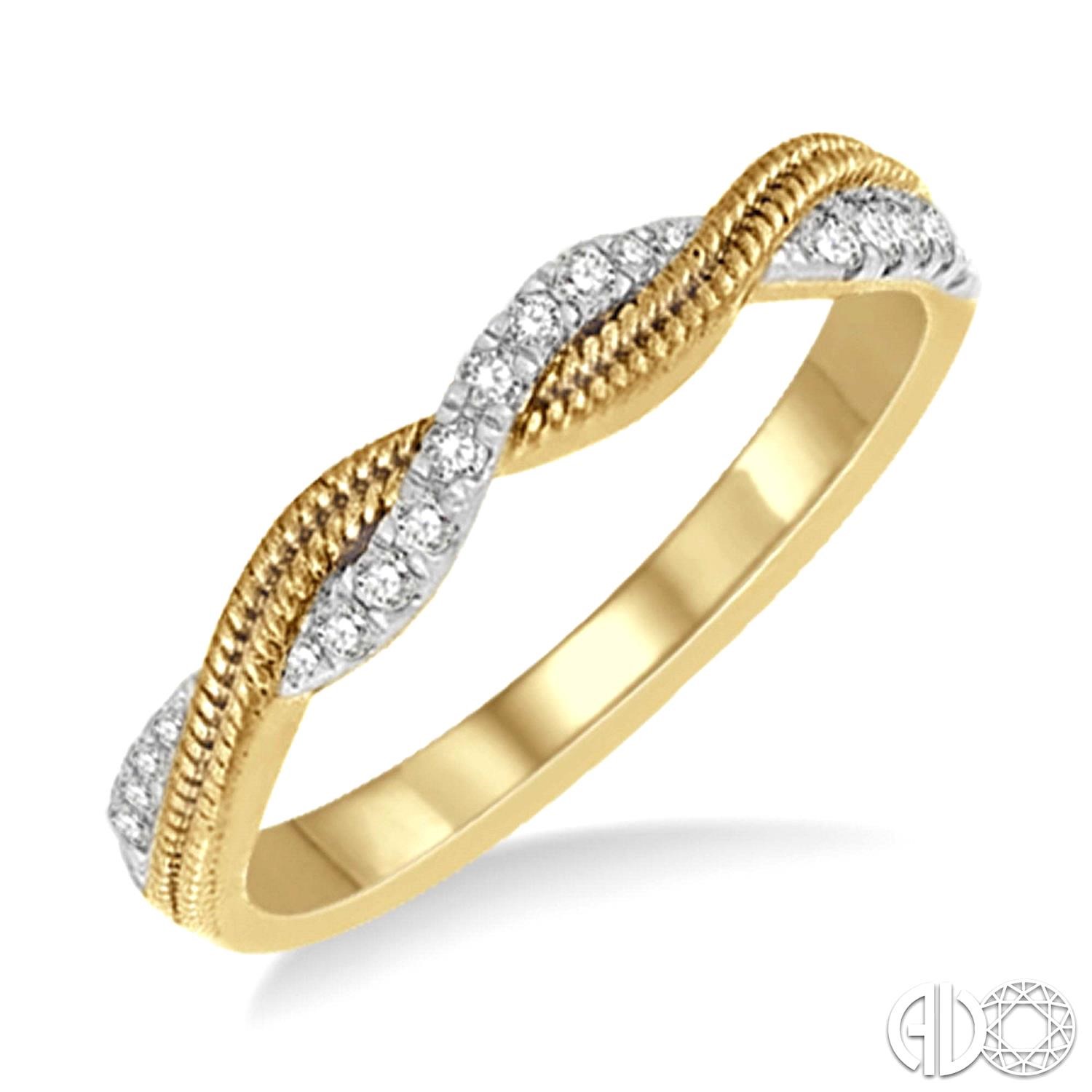 14 Karat Yellow Gold 0.15 Ct Diamond And Twisted Rope Diamond Ring