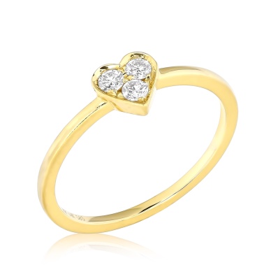 14 Karat Yellow Gold Diamond Shape Heart Ring 0.14 Ct