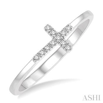 10 Karat White Gold Diamond Sideways Cross Ring 0.04 Ct