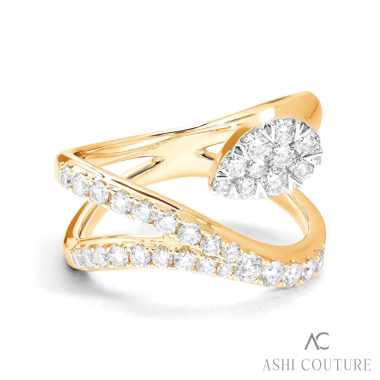 Couture 18 Karat Yellow Gold Ethereal Lovebright Diamond Open Split Shank Ring 0.90 Ct
