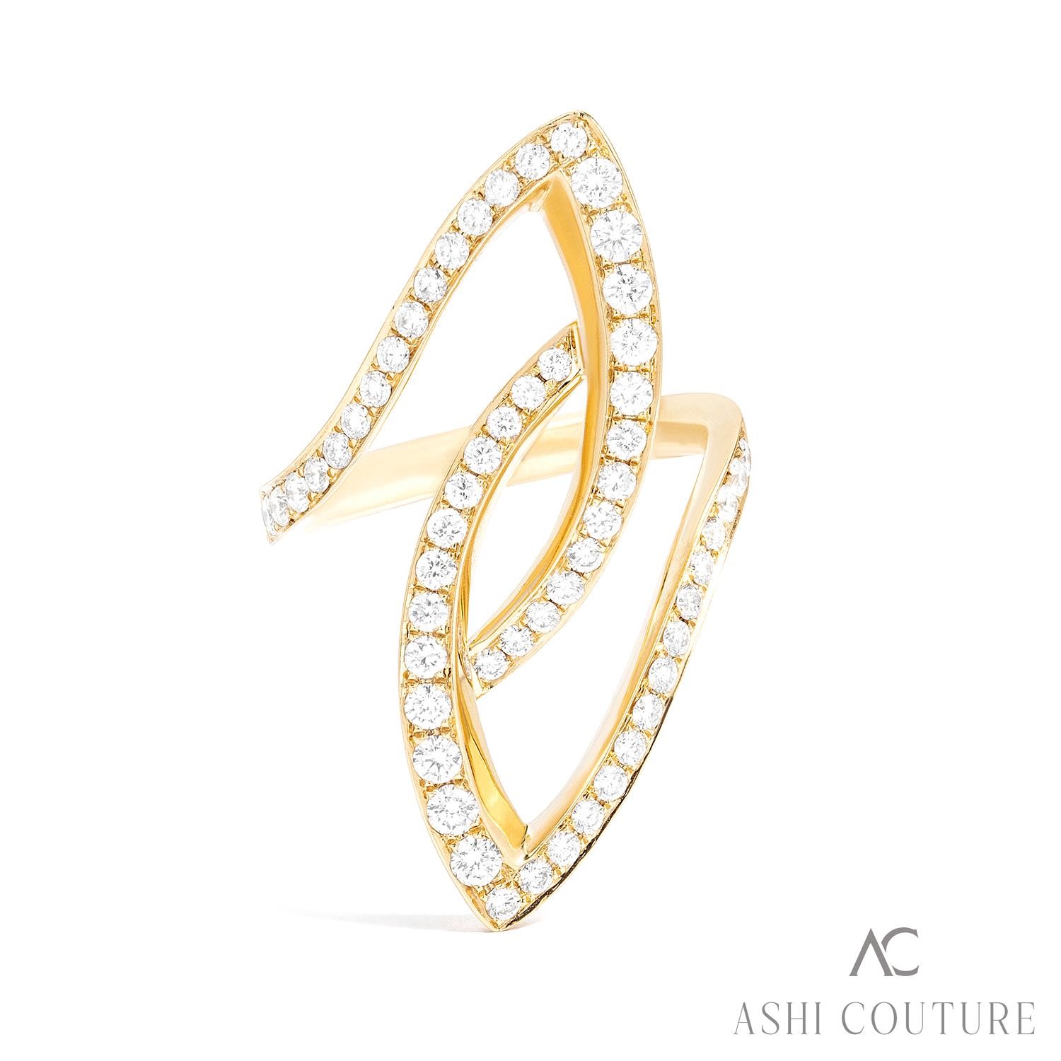 18 Karat Yellow Gold  Couture Funky Diamond Fashion Ring 1.00 Ct