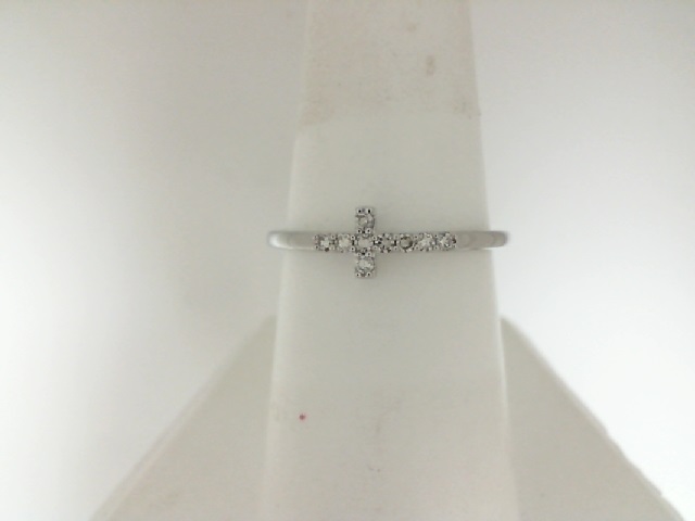 10 Karat White Gold Diamond Cross Ring 0.10 Ct
