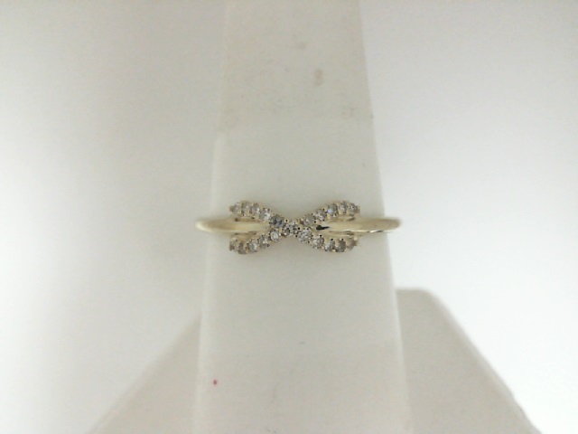 10 Karat White Gold Pave Diamond X Ring 0.10 Ct