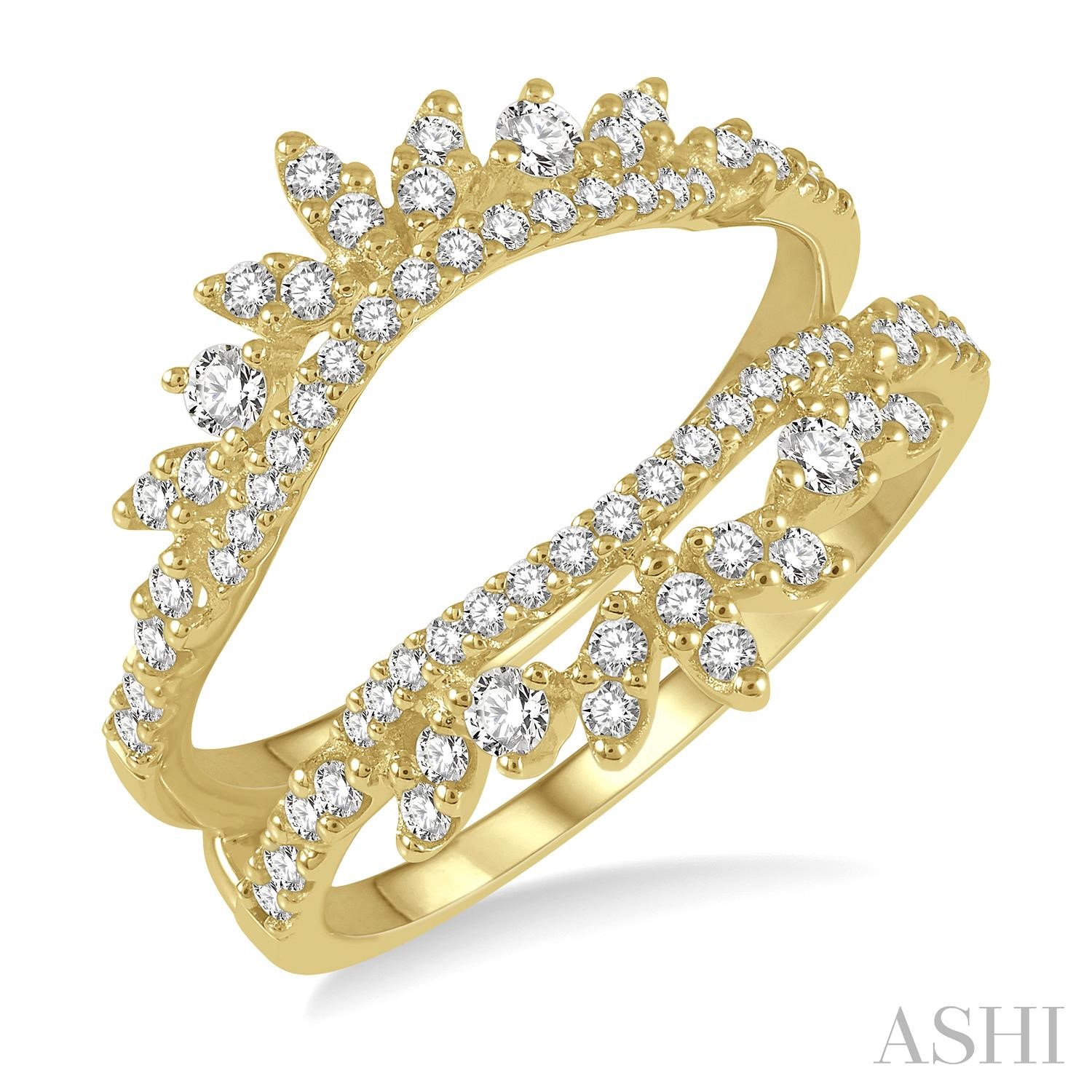 14 Karat Yellow Gold Crown Diamond Ring Guard 0.55 Cy - 001-130-02673