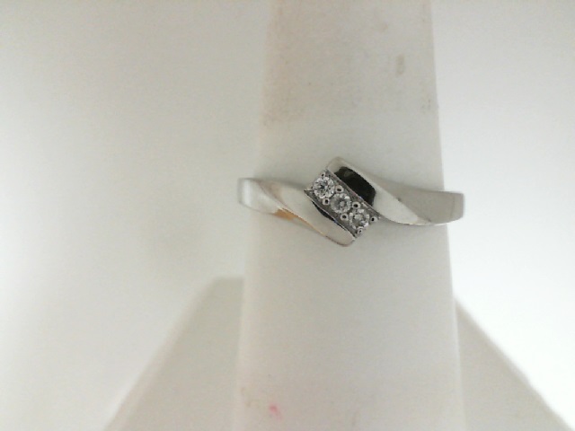 Estate 10 Karat White Gold 0.05 Ct Round Brilliant Cut Diamond Bypass Band