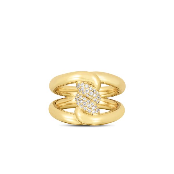 Roberto Coin 18 karat Yellow Gold Cialoma Diamond Single Knot Ring 0.23 ct