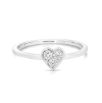 14 Karat White  Gold Diamond Shape Heart Ring 0.14 Ct