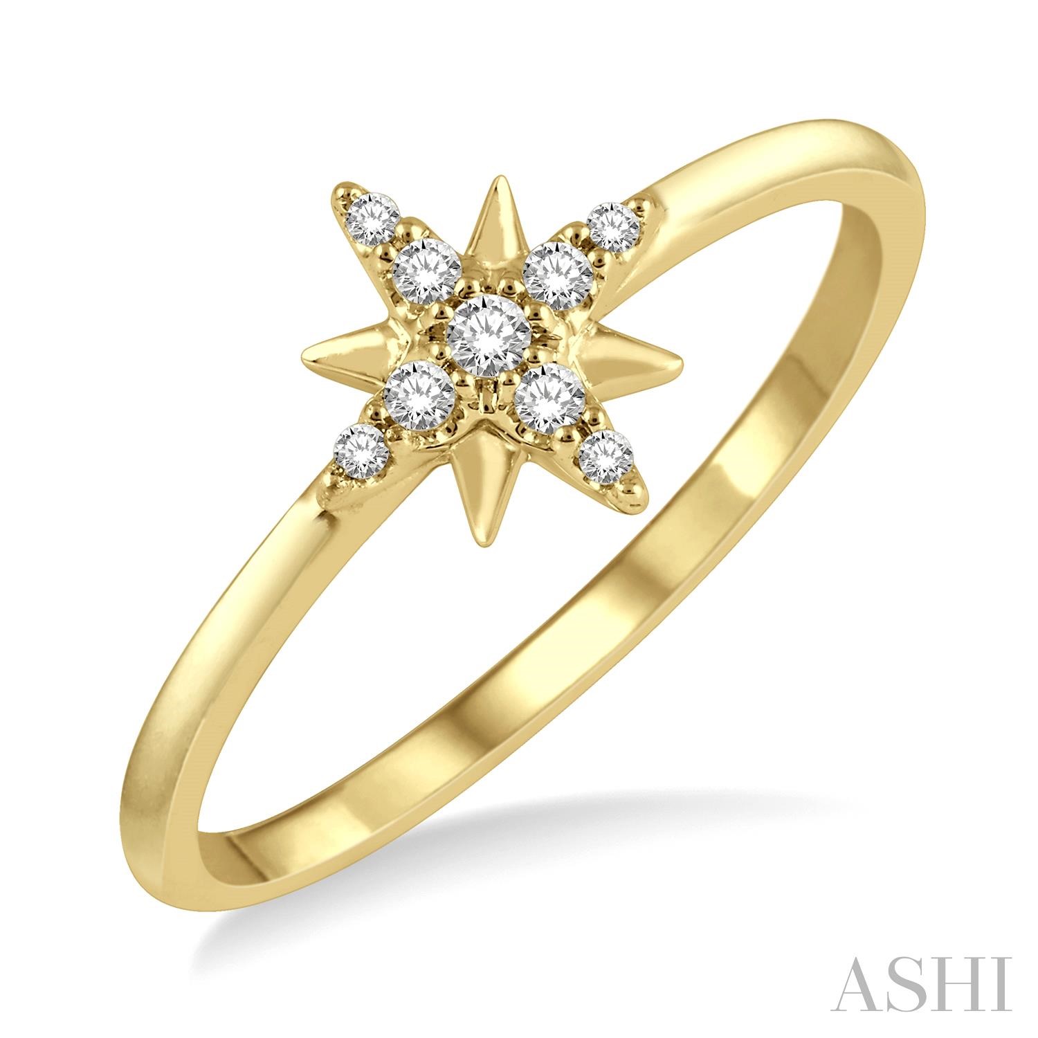 10 Karat Yellow Gold Stackable Star Petite Diamond Fashion Ring 0.08Ctw
