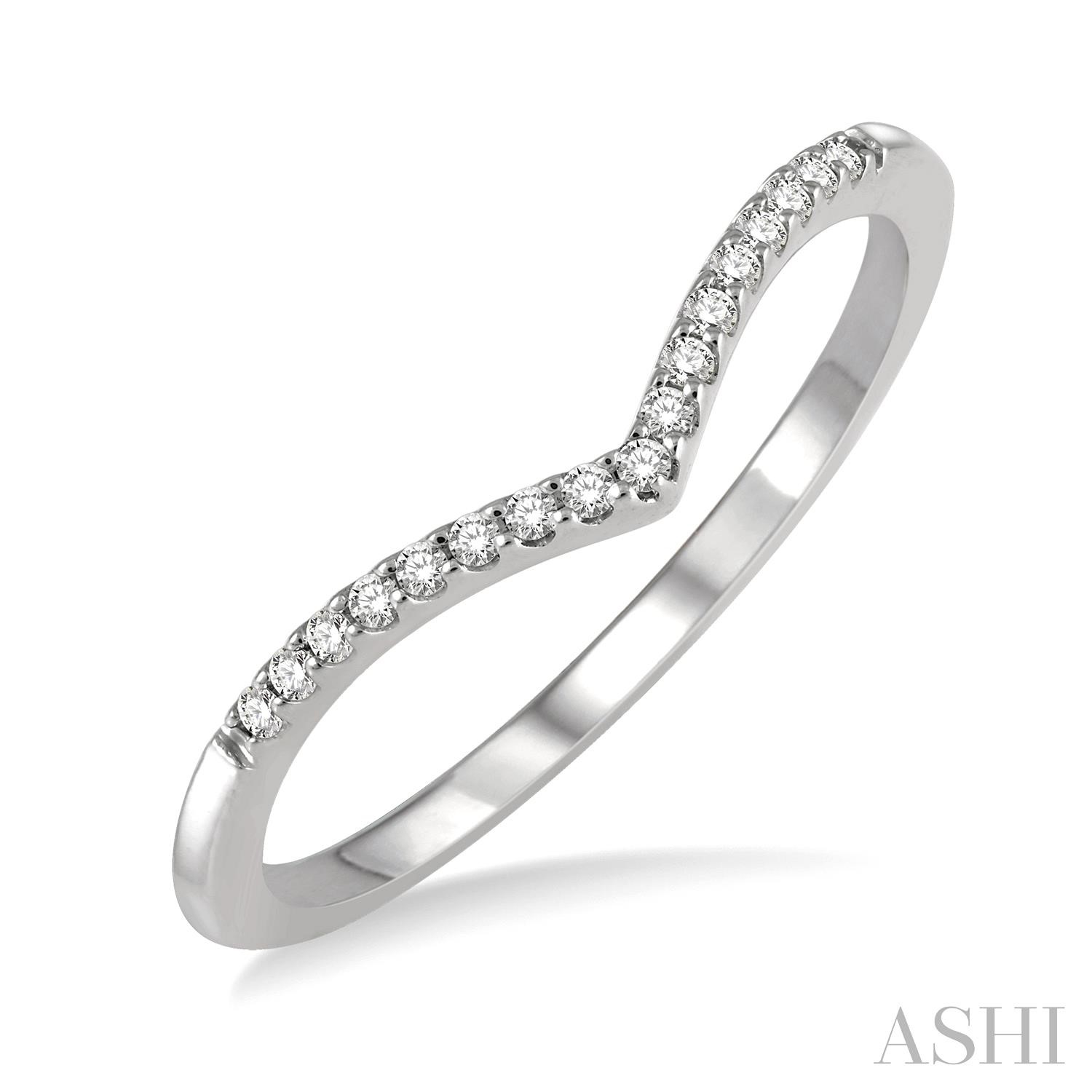 14 Karat White Gold Stackable Chevron Petite Diamond Ring 0.10Ctw