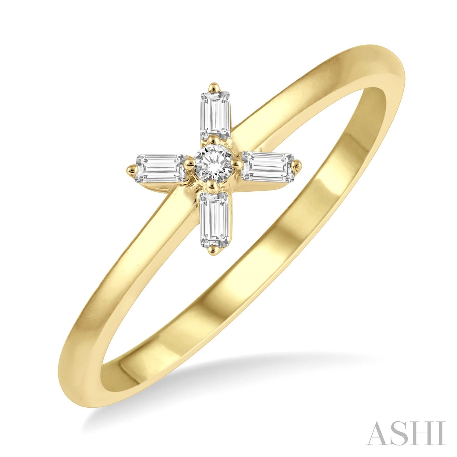 10 Karat Yellow Gold Stackable Petite Baguette/Round Diamond Ring 0.10Ctw