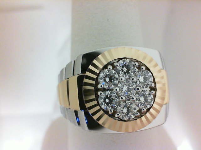 14 Karat Two-Tone Gold Fashion Ring With 7=1.00Tw Round H/I Si2-I1 Diamonds