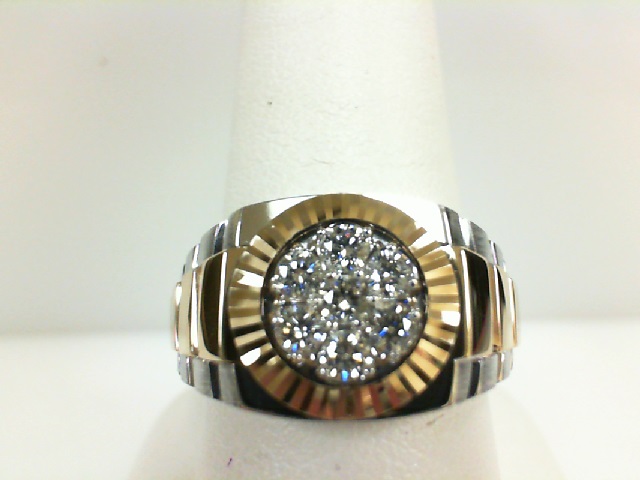 14 Karat Two-Tone  Cluster Fashion Ring With 7=0.49Tw Round Diamonds
Ring Size: 10.25