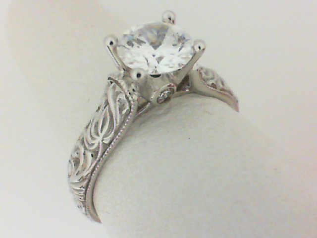 Scott Kay: 14K White Gold .05Ctw Diamond Vintage Solitaire-Semi Mount Ring
*Setting only, center stone not included