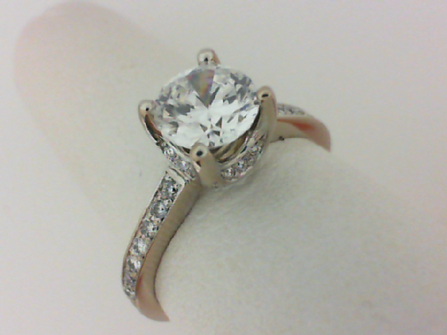 Verragio: 18 Karat White Gold Impressa Semi-Mount Ring With 0.20Ctw Diamonds