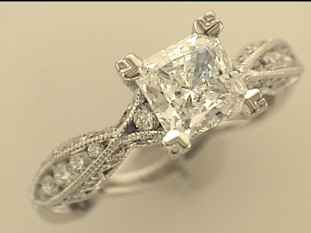 Tacori: 18 Karat White Gold Classic Crescent Semi-Mount Ring With .44Ctw Round Diamonds 
For 6.5x6.5mm