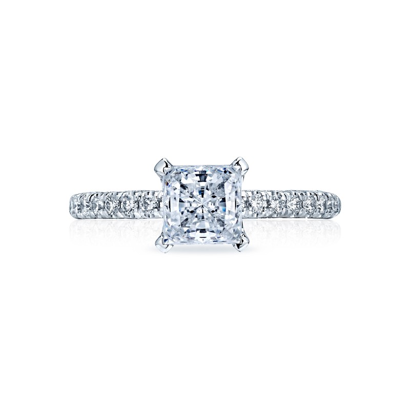Tacori: White 18 Karat White Gold Petite Crescent Semi-Mount Ring With .34Tw Round Diamonds
For 6x6mm Cemter