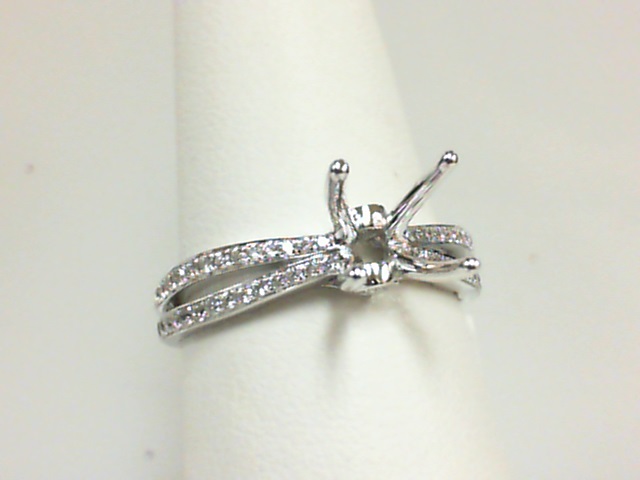 14 Karat White Sem- Mount Ring With .28Tw Round Diamonds