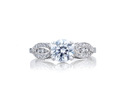 Tacori 18 Karat  White  Ribbon Semi-Mount Ring With .30Tw Round Diamonds
*Setting only, center stone not included