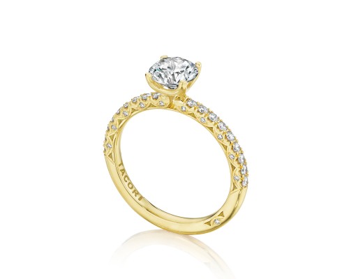 Tacori 18 Karat Yellow Gold  Petite Crescent Semi-Mount Ring With .34Tw Round Diamonds
*Setting only, center stone not included