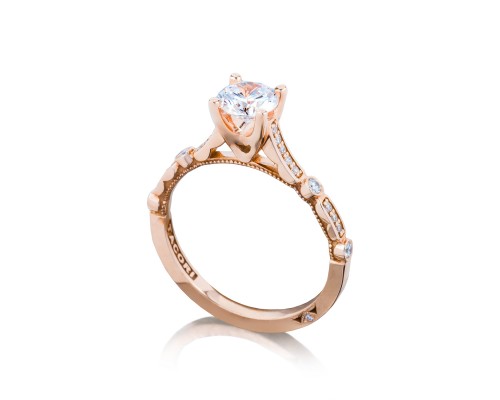 Tacori 18 Karat Rose Gold Sculpted Crescent Semi-Mount Ring With .15Tw Round Diamonds
*Setting only, center stone not included