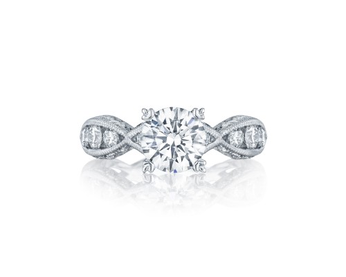 Tacori: Platinum Classic Crescent Semi-Mount Ring With .77Tw Round Diamonds
For 7.5mm Center