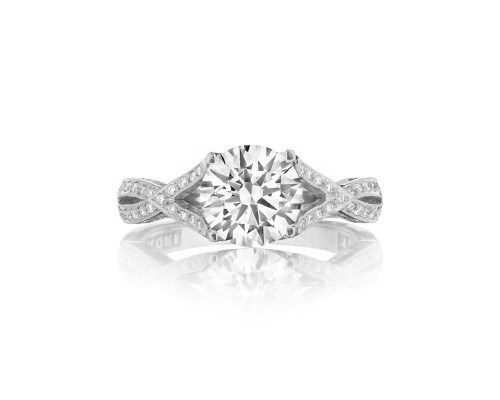Tacori 18 Karat White Gold Ribbon Semi-Mount Ring With .22Tw Round Diamonds
*Setting only, center stone not included