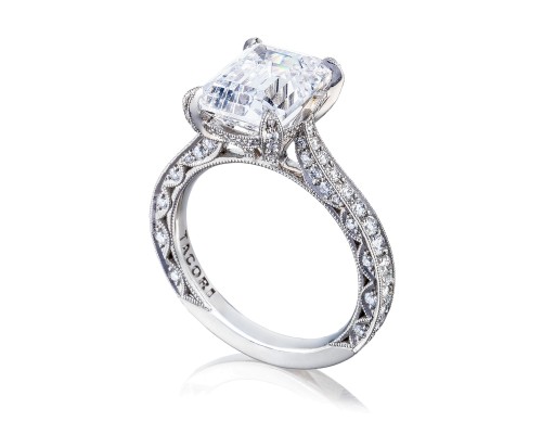 Tacori: Platinum Royal T Semi-Mount Ring With .75Tw Round Diamonds
For 9x7mm