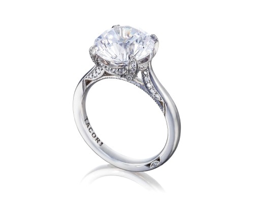 Tacori: Platinum Royal T Semi- Mount Ring With .20Tw Round Diamonds
For 8mm Center