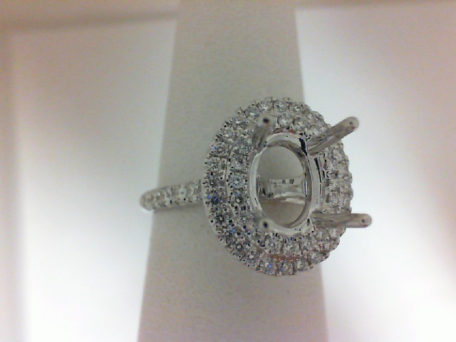 18 Karat White Gold Halo Semi-Mount Ring With .63Tw Round Diamonds