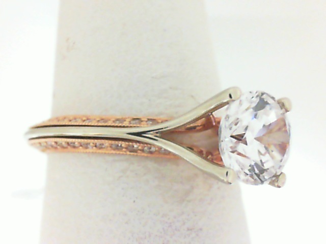 Devotion/Forevermark: 18 Karat  Rose/White Gold  Semi-Mount Ring With .54Tw Forevermark Petite Round Diamonds
