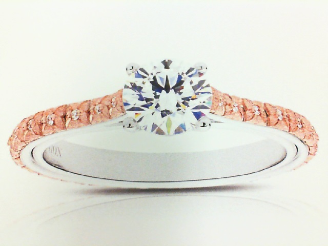 Devotion/Forevermark 18 Karat Rose/White Gold Semi-Mount Ring With .77Tw Forevermark Petite Round Diamonds