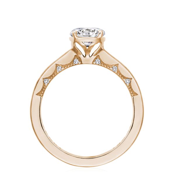 Tacori: 14 Karat Rose Coastal Crescent Semi-Mount Ring With .06Tw Round Diamonds
For 6.5mm Center