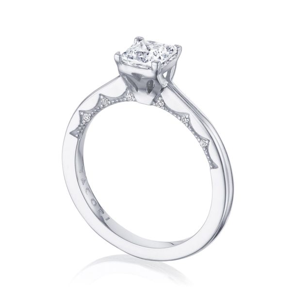 Tacori: 14 Karat White Coastal Crescent Semi-Mount Ring With .06Tw Round Diamonds
For 5.5mm Center