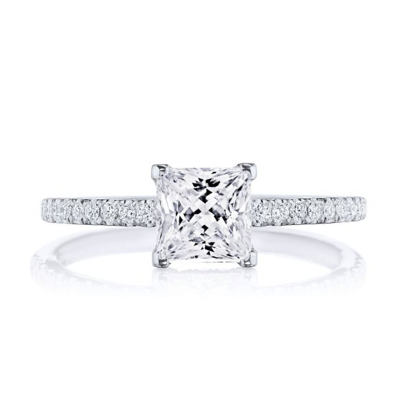 Tacori 18 Karat White Gold Simply Tacori Semi- Mount Ring With 0.25Tw Round Diamonds
*Setting only, center stone not included